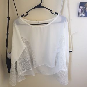 flared sleeve white shirt